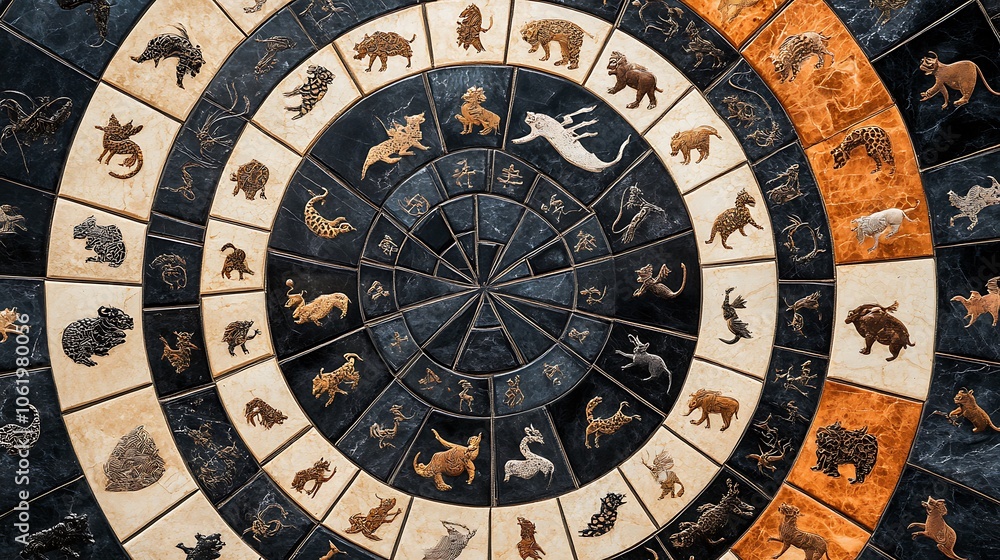 Ancient Scroll Artwork in Unique Circular Design Ancient Scroll Artwork in Unique Circular Design
