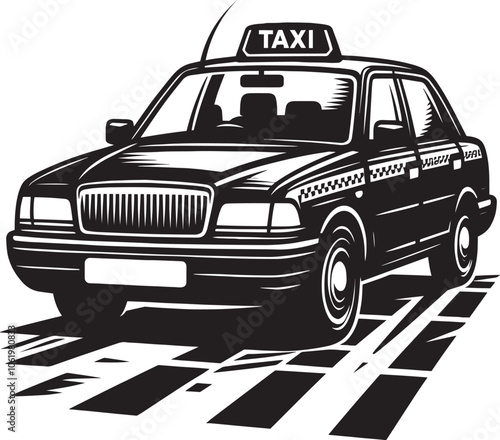 Taxi cab car silhouette vector illustration isolated on a white background