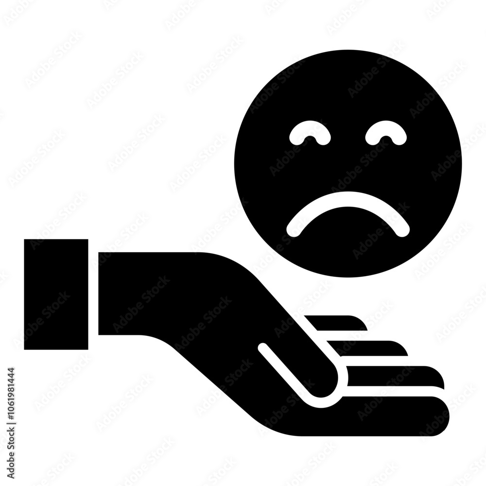 hand give sad black icon hand give sad black icon