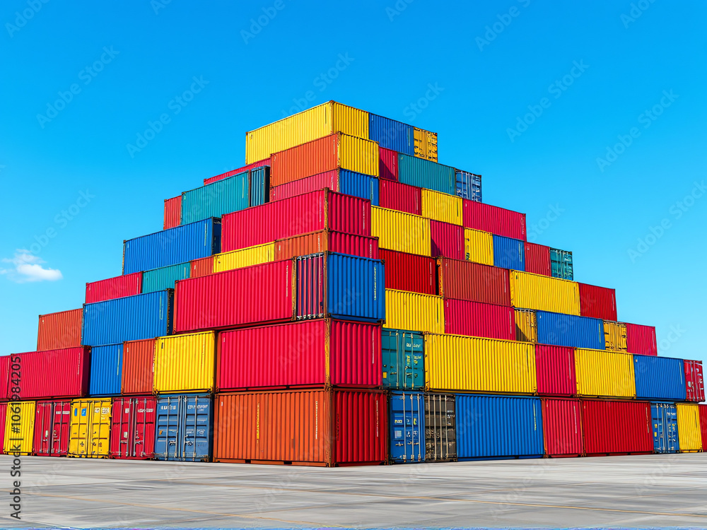 pyramid of containers in the harbor pyramid of containers in the harbor