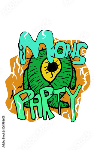 Monster green caractet and text 