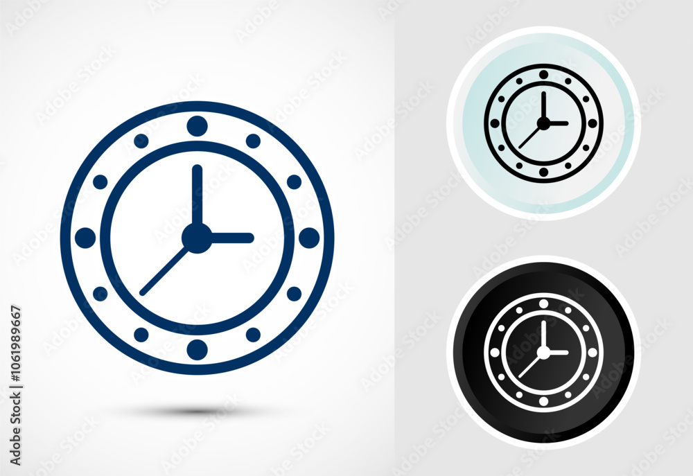 Clock Icon Design Illustration, Watch Icon For Apps and Websites, Color, Black and White Clock Icon Design Illustration, Watch Icon For Apps and Websites, Color, Black and White