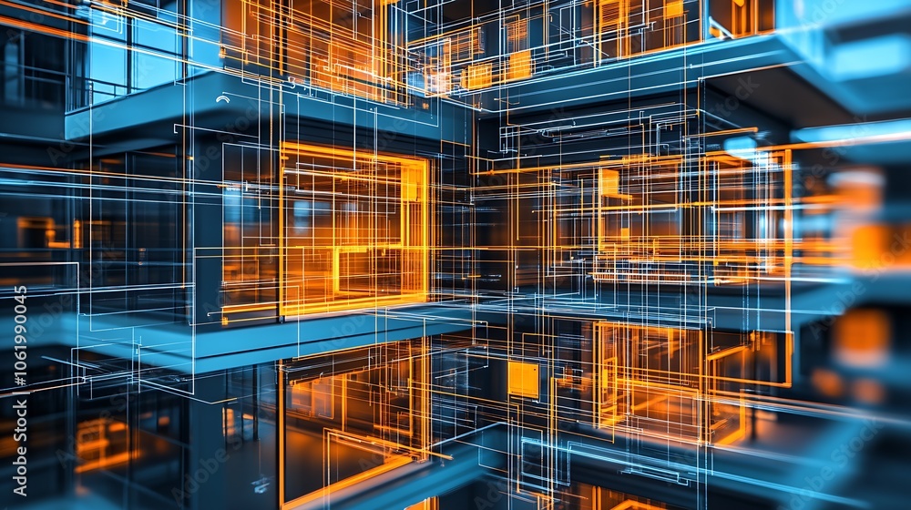 Innovative digital architecture with flowing neon lines and futuristic style : Generative AI Innovative digital architecture with flowing neon lines and futuristic style : Generative AI