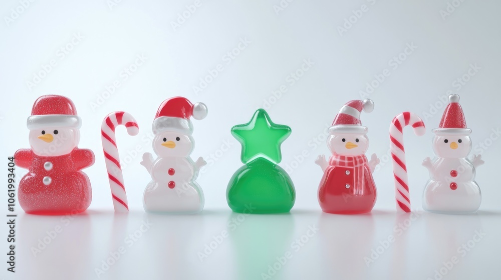 Festive 3D Christmas Gummies with Candy Canes and Stars Festive 3D Christmas Gummies with Candy Canes and Stars