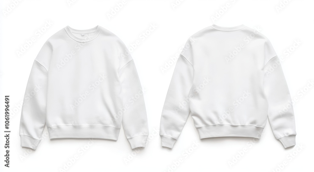 Plain white sweatshirt front and back view
