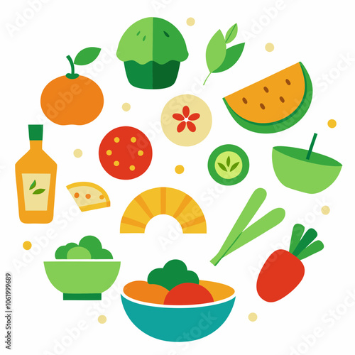Vegetarian Dish Collection Healthy and Colorful Food Art on White Background