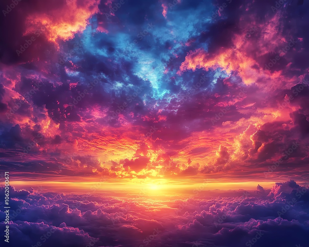 Beautiful cinematic view of a heavenly sky with vibrant colors, symbolizing the connection between joy, blessings, and the truth concept Beautiful cinematic view of a heavenly sky with vibrant colors, symbolizing the connection between joy, blessings, and the truth concept