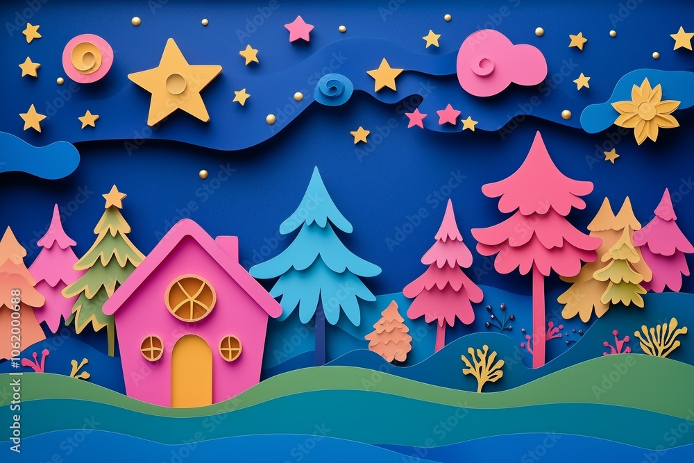 Fototapeta premium christmas tree and stars