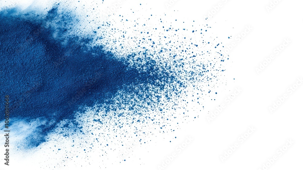 A vibrant splash of blue powder against a white background, suggesting creativity and energy. A vibrant splash of blue powder against a white background, suggesting creativity and energy.