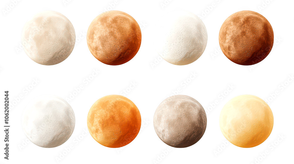 Collection of Phases of the moon arranged in a row isolate on transparent background, png, cutout Collection of Phases of the moon arranged in a row isolate on transparent background, png, cutout