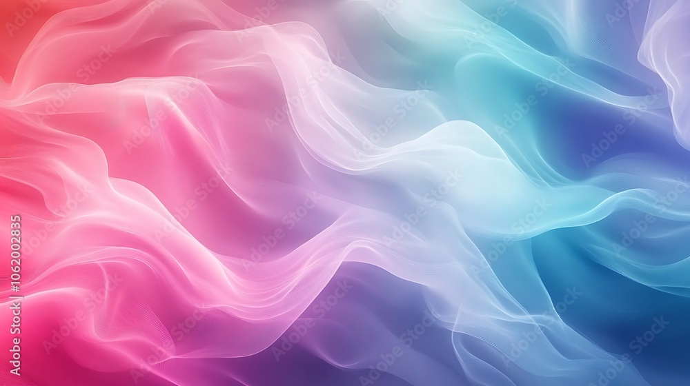 Obraz premium Serene pastel wave illustration with delicate gradient color flow image