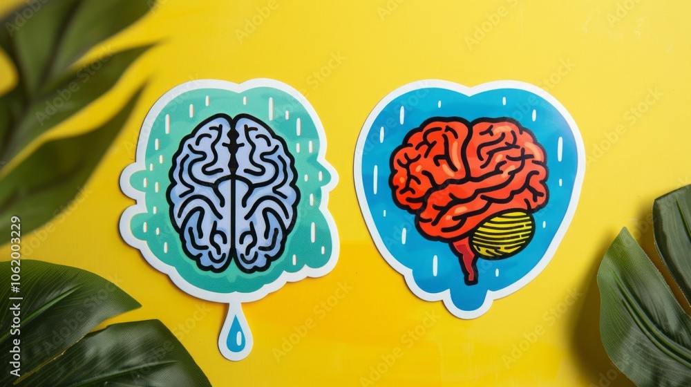 heart shaped brain sticker. heart shaped brain sticker.