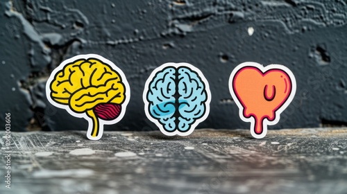 heart and brain stickers.