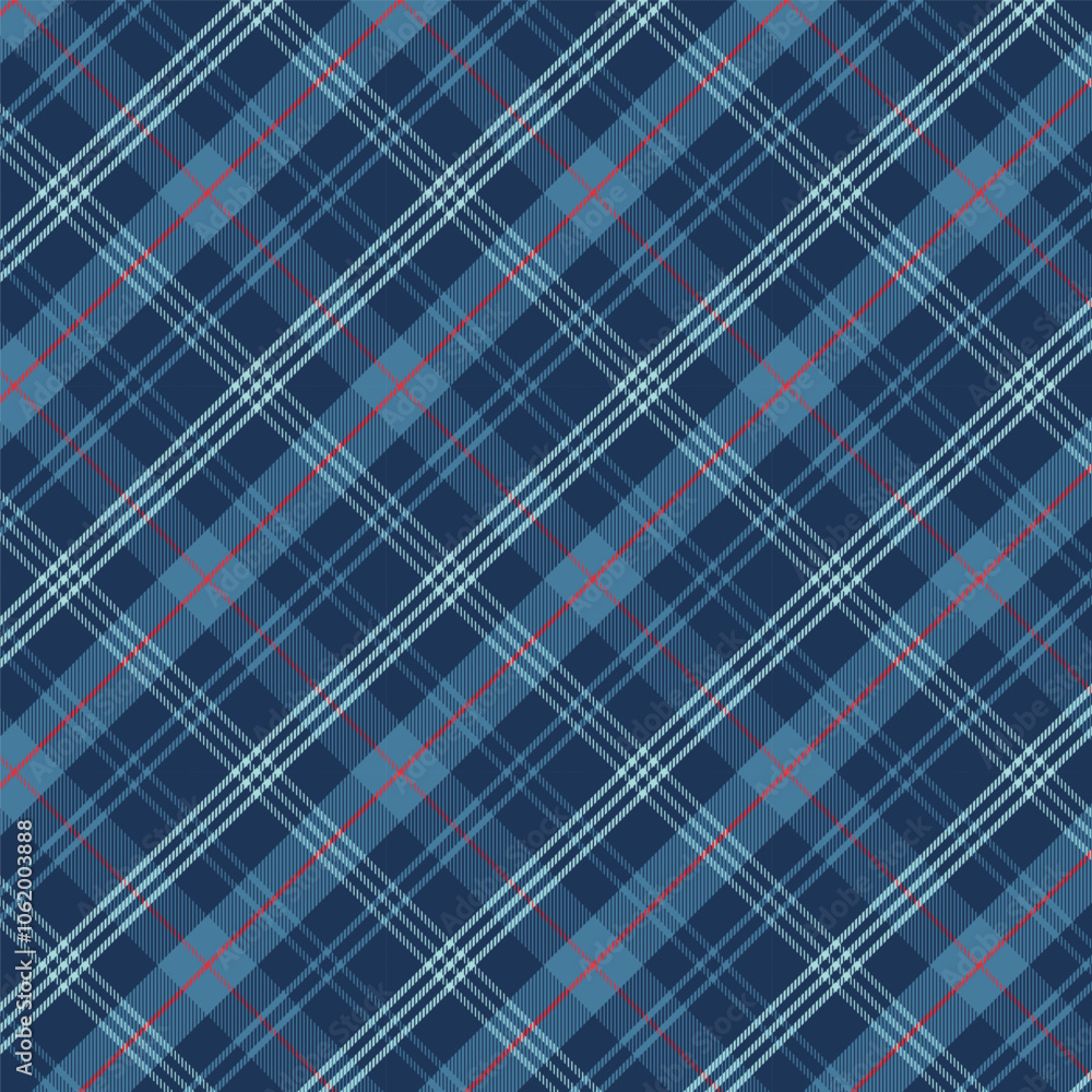 Plaid with twill weave repeat pattern.Gingham seamless pattern in blue.Checkered tartan Geometric graphic vector illustration background design for fabric and print. Plaid with twill weave repeat pattern.Gingham seamless pattern in blue.Checkered tartan Geometric graphic vector illustration background design for fabric and print.