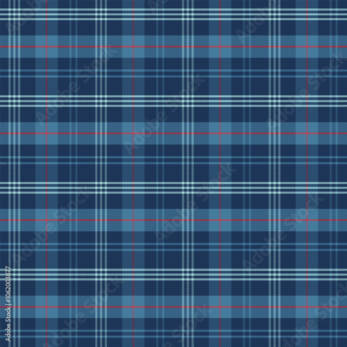 Plaid with twill weave repeat pattern.Gingham seamless pattern in blue.Checkered tartan Geometric graphic vector illustration background design for fabric and print.