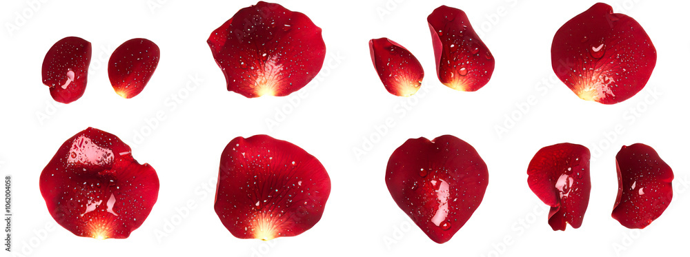 Collection of Scattered rose petals isolate on transparent background, png, cutout Collection of Scattered rose petals isolate on transparent background, png, cutout