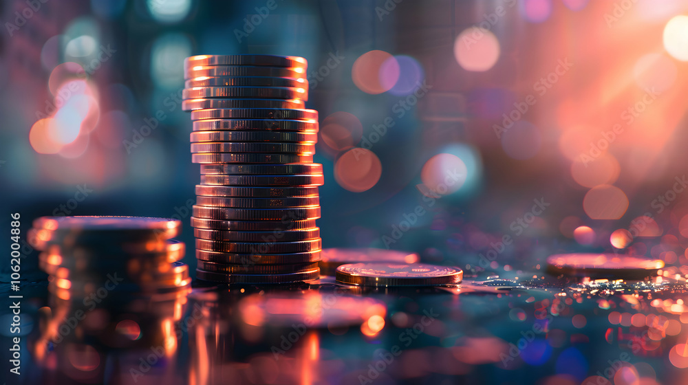 Investor’s Stack of Coins with Rising Finance Graph Investor’s Stack of Coins with Rising Finance Graph