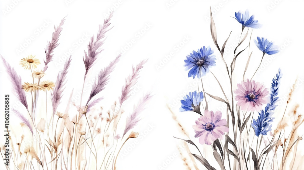Naklejka premium A group of pink flowers on a white background. Ideal for floral designs, hyacinth, ranunculus on a white background. High quality illustration.