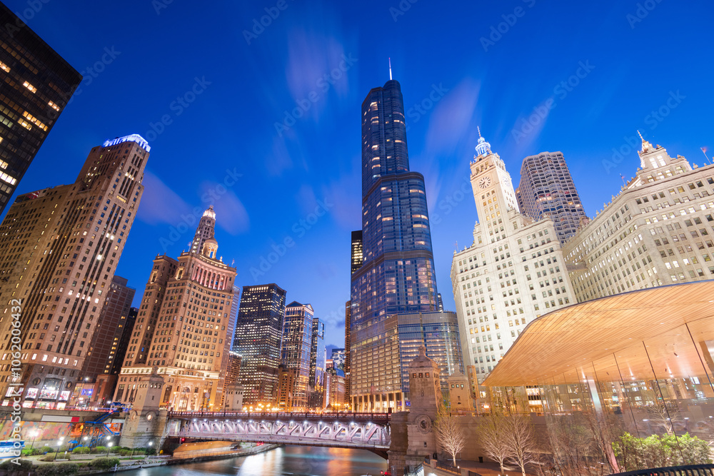 Obraz premium Chicago, Illinois, USA Cityscape at Blue Hour