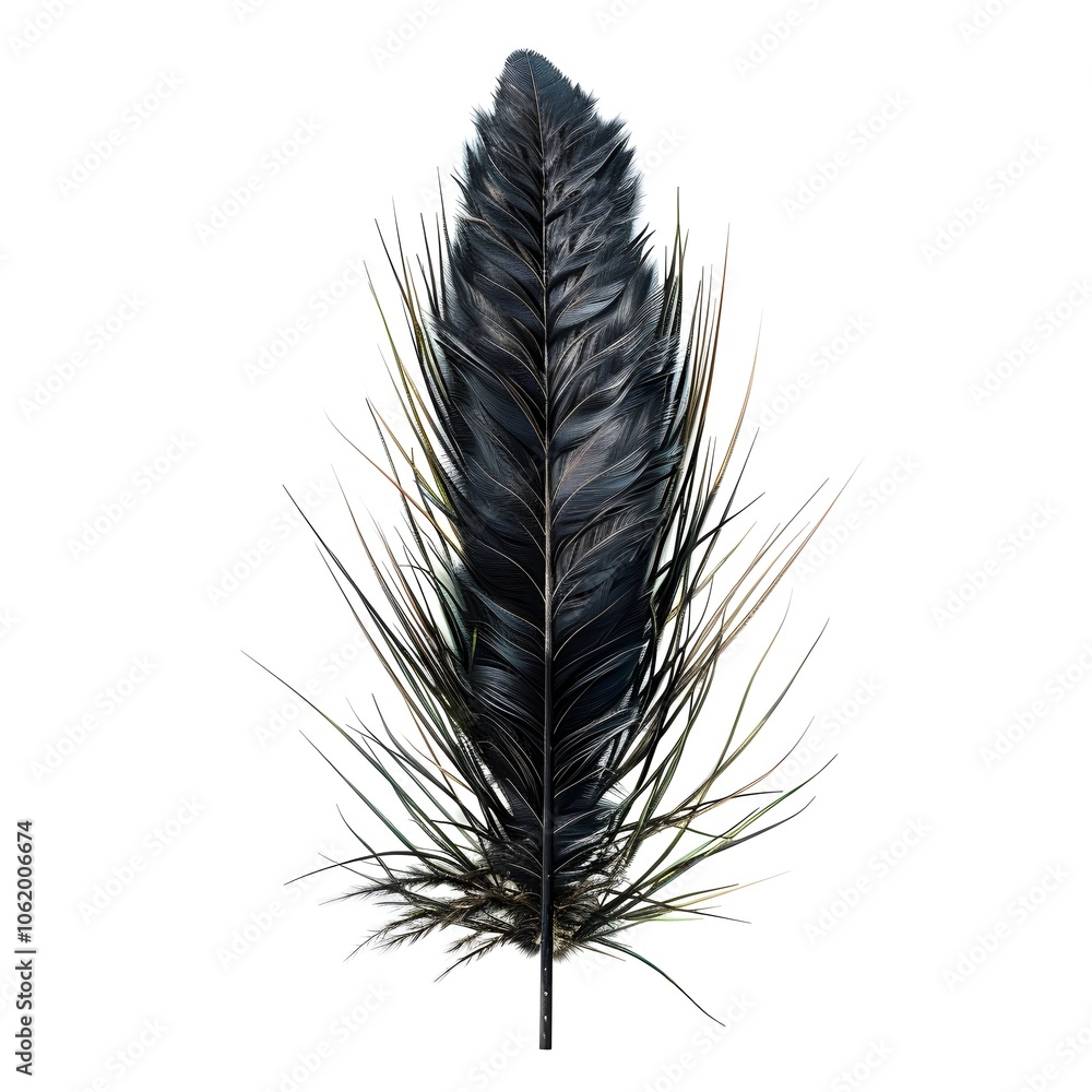 Obraz premium A black feather with a brown tip