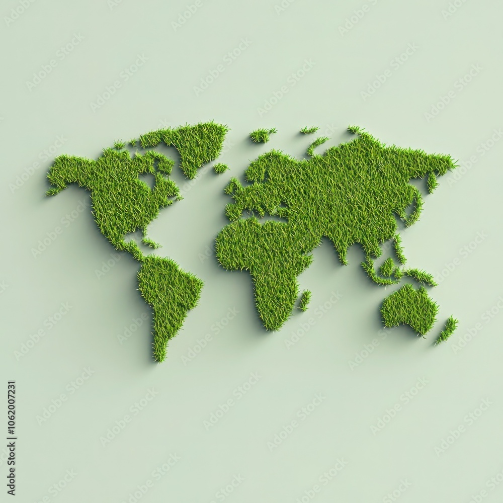 World Map Globe in Meadow Field for Environmental and Earth Day - Vector Illustration World Map Globe in Meadow Field for Environmental and Earth Day - Vector Illustration