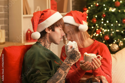 Happy young couple in Chris...