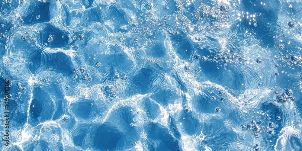 Obraz premium Clear Water Surface with Sunlight Reflections and Bubbles