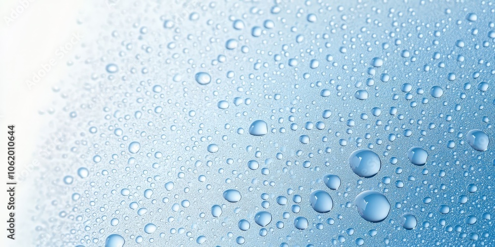 Fresh Water Droplets on Light Blue Background Fresh Water Droplets on Light Blue Background