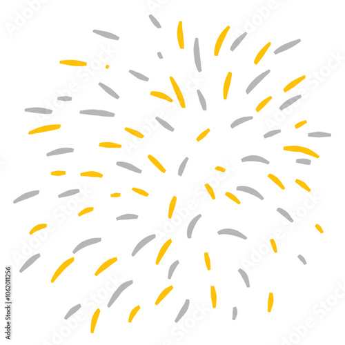 Fireworks illustration with gold and grey colour 