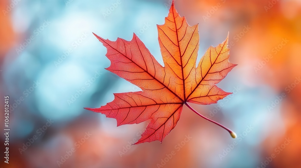 Sunlit maple leaf in autumn colors, intense red and orange, fine details on veins, soft background, vibrant seasonal beauty Sunlit maple leaf in autumn colors, intense red and orange, fine details on veins, soft background, vibrant seasonal beauty