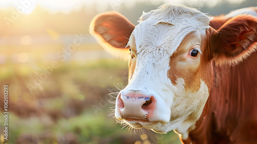 Wallpaper Mural A cow with a white face and brown spots is looking at the camera Torontodigital.ca