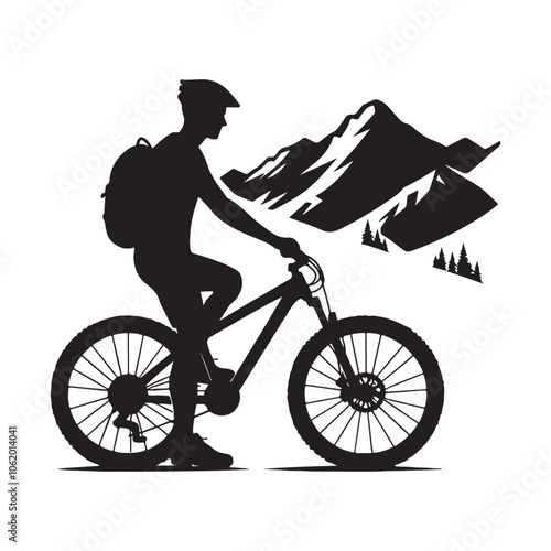 Mountain bike vector Silhouette of an extreme downhill mountain biker illustration
