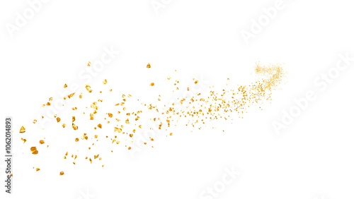 光り輝く金の粒子が飛び散るイラスト　背景透過	