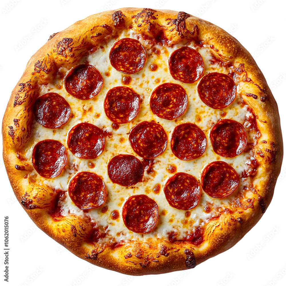 Delicious pepperoni pizza with cheese and crust isolated transparent background Delicious pepperoni pizza with cheese and crust isolated transparent background