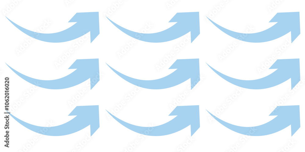 Fototapeta premium Abstract perspective line stripes with dimensional effect arrow isolated on white background.