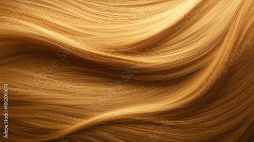 Close-up view of flowing golden hair, showcasing its smooth texture and natural shine, ideal for beauty and haircare imagery.