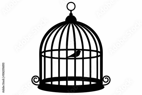 
Bird cage silhouette vector, vintage birdcages with bird, bird cage icon

