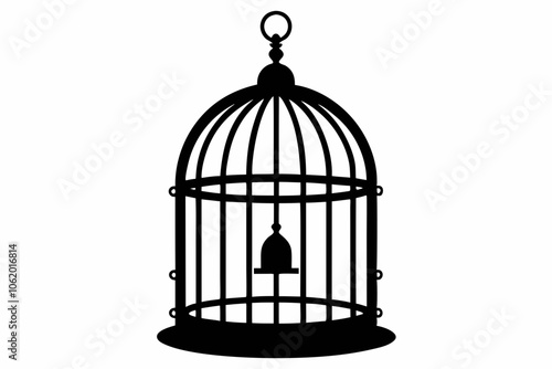 
Bird cage silhouette vector, vintage birdcages with bird, bird cage icon
