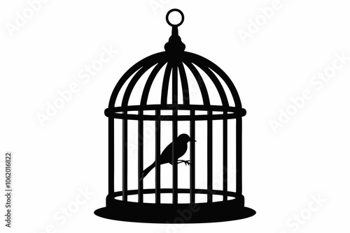 
Bird cage silhouette vector, vintage birdcages with bird, bird cage icon
