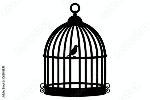 
Bird cage silhouette vector, vintage birdcages with bird, bird cage icon
