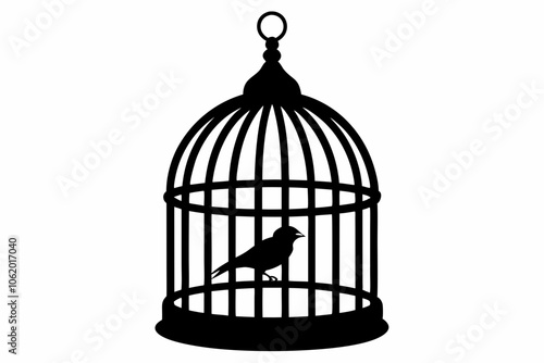 
Bird cage silhouette vector, vintage birdcages with bird, bird cage icon
