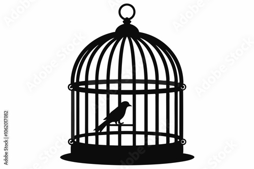 
Bird cage silhouette vector, vintage birdcages with bird, bird cage icon
