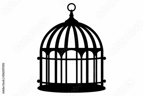 
Bird cage silhouette vector, vintage birdcages with bird, bird cage icon
