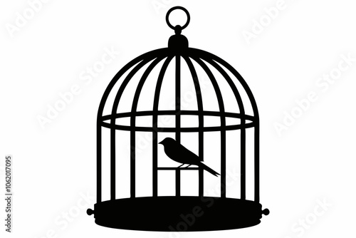 
Bird cage silhouette vector, vintage birdcages with bird, bird cage icon
