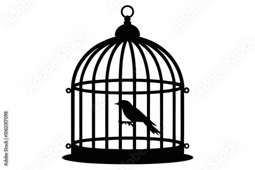 
Bird cage silhouette vector, vintage birdcages with bird, bird cage icon
