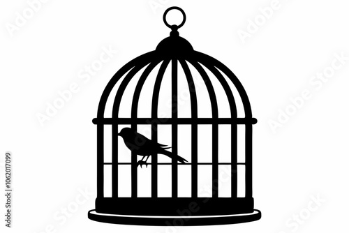 
Bird cage silhouette vector, vintage birdcages with bird, bird cage icon
