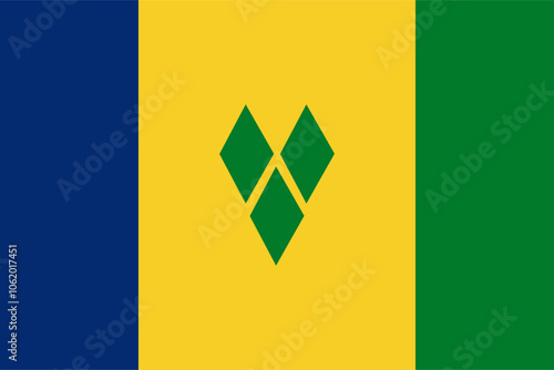 The national flag of Saint Vincent and the Grenadines. Saint Vincent flag icon vector. An illustration of the Saint Vincent and the Grenadines flag.