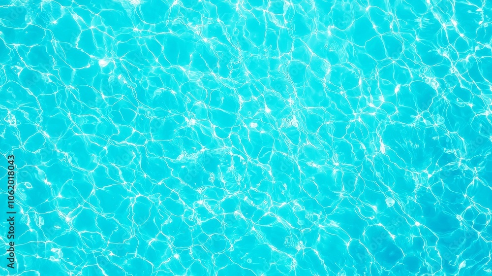 Obraz premium Aerial View of Tranquil Swimming Pool, shimmering water surface reflecting sunlight, inviting blue tones, serene atmosphere, capturing the essence of leisure and relaxation.