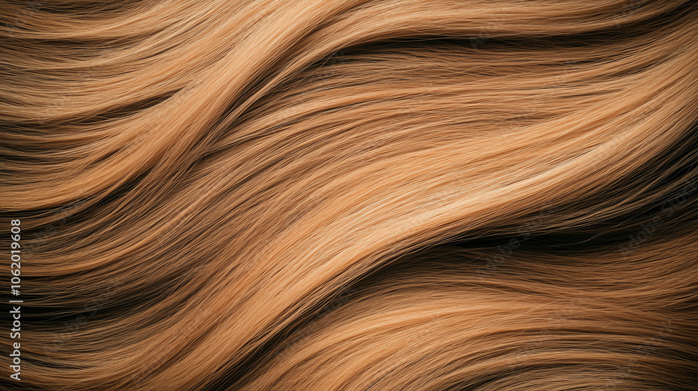 Close-up view of flowing, textured hair in warm, golden shades. The smooth strands create a sense of elegance and freedom. Close-up view of flowing, textured hair in warm, golden shades. The smooth strands create a sense of elegance and freedom.