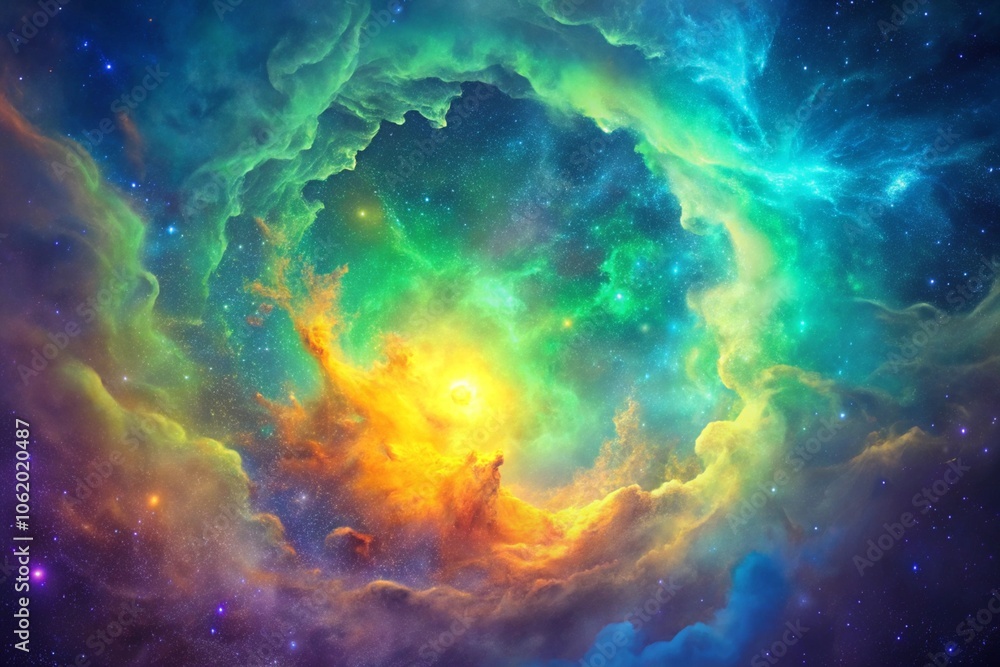 rainbow nebulae in space and sparkling stars rainbow nebulae in space and sparkling stars